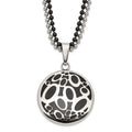 Stainless Steel Black Rubber Fancy Circles 22in Necklace, 22 mm