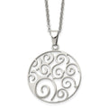 Chisel Stainless Steel Polished Fancy Swirl Pendant on a 22 inch Cable Chain Necklace, 22 x 34 mm