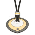 Stainless Steel Black & Yellow IP-plated Teardrop with CZ Necklace, 22 mm