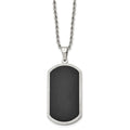 Chisel Stainless Steel Brushed Black-plated Laser Cut Edge Dog Tag on a 24 inch Rope Chain Necklace, 24 x 25 mm