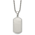 Chisel Stainless Steel Brushed Laser Cut Edges Dog Tag on a 22 inch Rope Chain Necklace, 22 x 20 mm