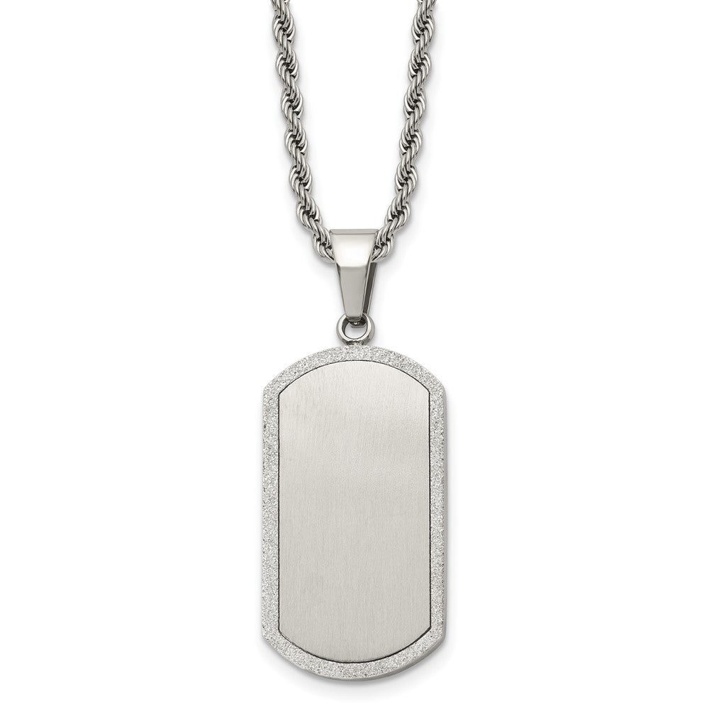 Chisel Stainless Steel Brushed Laser Cut Edges Dog Tag on a 22 inch Rope Chain Necklace, 22 x 20 mm