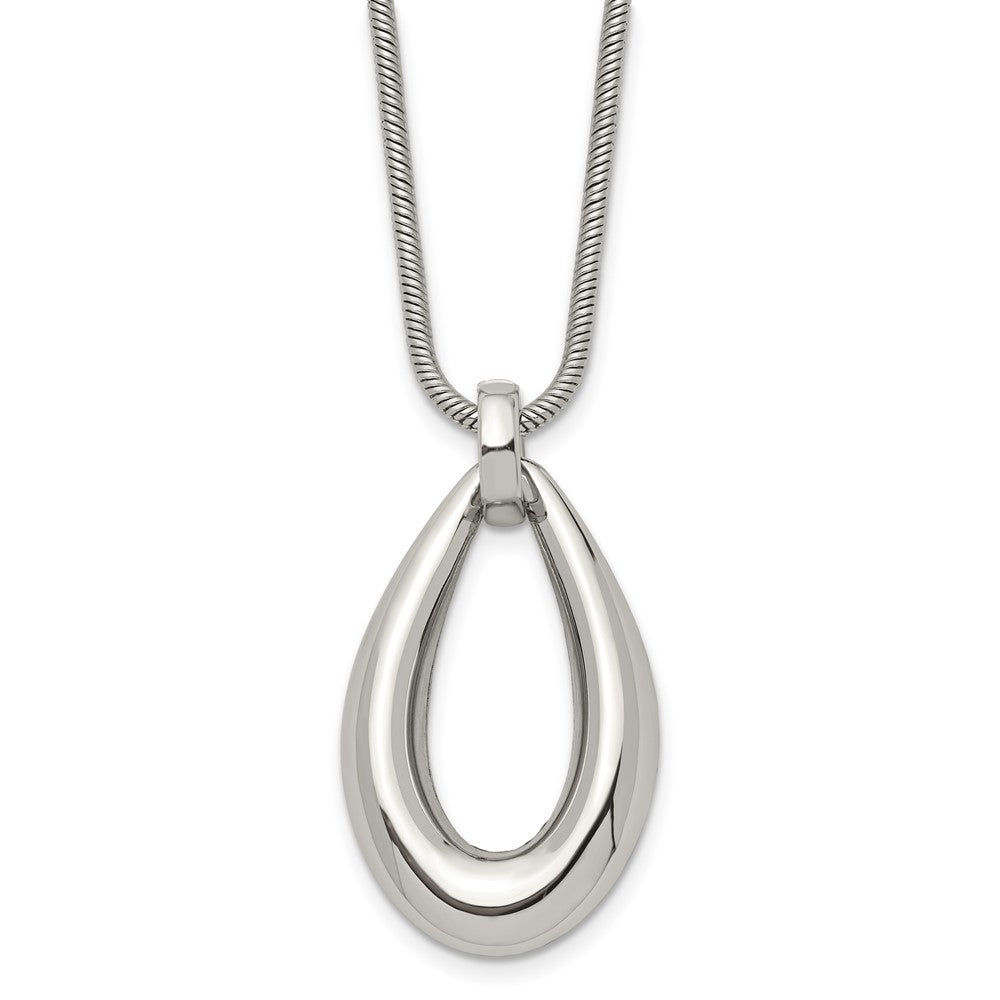 Stainless Steel Polished Teardrop Dangle 24in Necklace, 24 mm