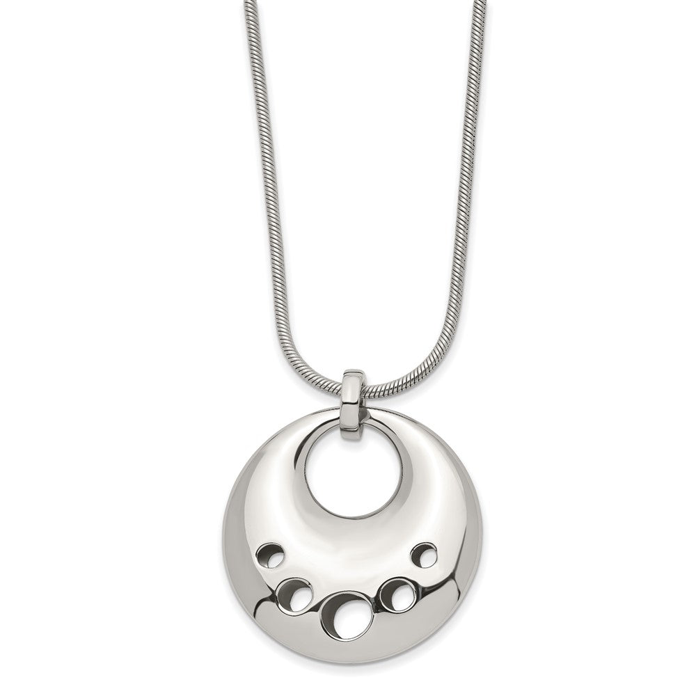 Stainless Steel Polished Circle Cut-out 24in Necklace, 24 mm