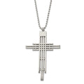 Chisel Stainless Steel Brushed and Polished Cross Pendant on a 24 inch Ball Chain Necklace, 24 x 50 mm
