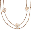 Stainless Steel Pink IP-plated Flowers with extension Necklace, 17 mm