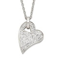 Stainless Steel Clear Crystal Heart Pendant Necklace, 20 x 25 mm