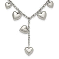 Chisel Stainless Steel Polished Hearts on a 18 inch Cable Chain Necklace, 18 x 15 mm