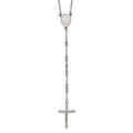 Chisel Stainless Steel Polished 4mm Beaded 25 inch Rosary Necklace, 25 x 22 mm
