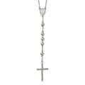 Chisel Stainless Steel Polished 8mm Beaded 32.5 inch Rosary Necklace, 32.5 x 28 mm