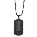 Chisel Stainless Steel Brushed Black IP-plated with Black Agate Dog Tag on a 30 inch Ball Chain Necklace, 30 x 25 mm