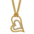 Stainless Steel Yellow IP-plated Laser-cut Heart w/CZs 20in Necklace, 20 mm
