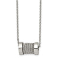 Stainless Steel Brushed and Polished Wire Barrel 24in Necklace, 24 mm