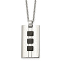 Stainless Steel Brushed & Polished Black IP-plated Rectangle 24in Necklace, 24 mm