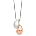 Chisel Stainless Steel Polished Rose IP-plated Teardrops Pendant on an 18 inch Cable Chain Necklace, 18 x 15 mm