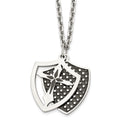 Stainless Steel Polished Black IP-plated Moveable Shield 22in Necklace, 22 mm