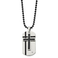 Chisel Stainless Steel Brushed with Enamel and CZ 2 Piece Cross Dog Tag on a 24 inch Ball Chain Necklace, 24 x 24 mm