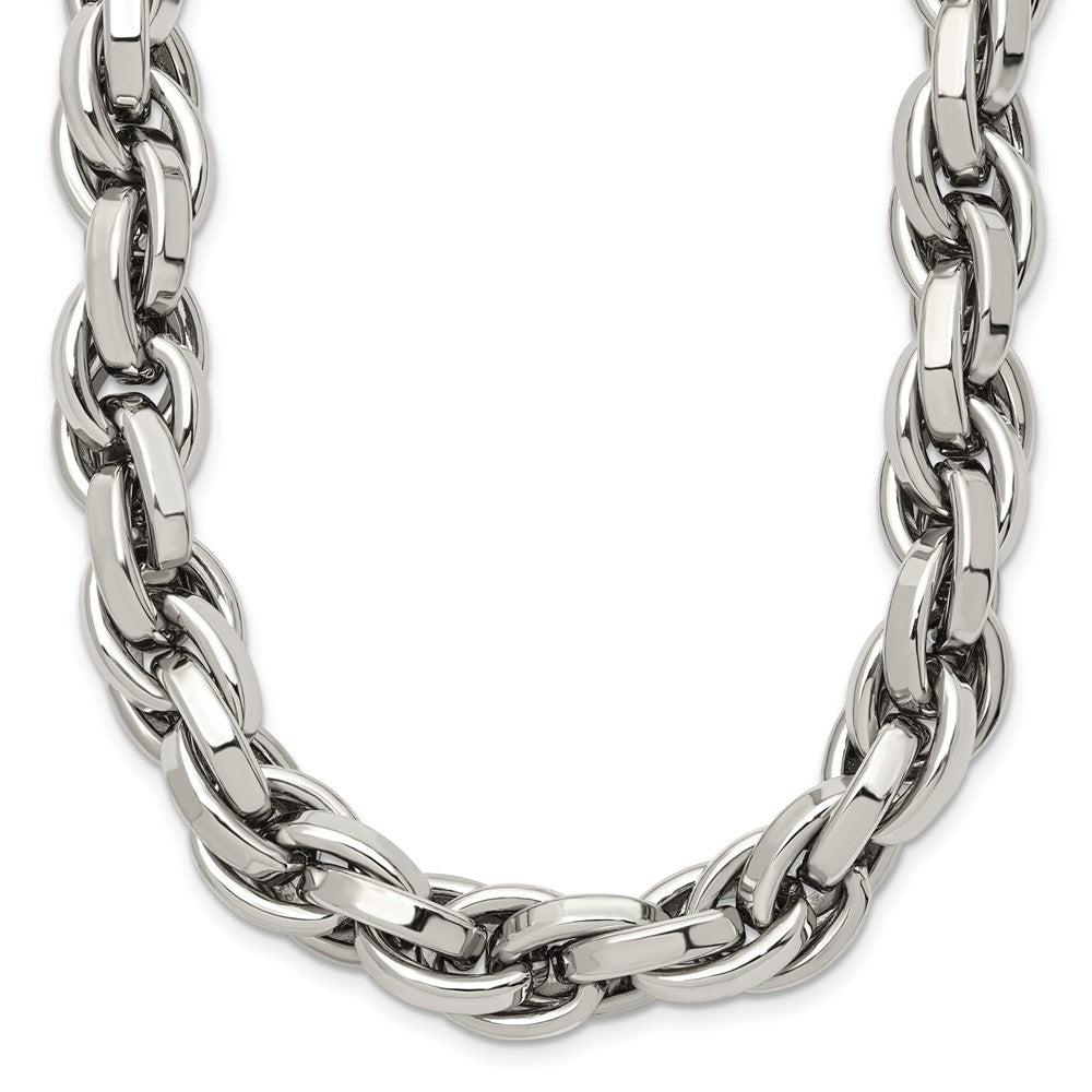 Chisel Stainless Steel Polished 24 inch Oval Link Necklace, 24 x 10 mm