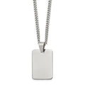 Chisel Stainless Steel Polished Rectangle Dog Tag on a 24 inch Curb Chain Necklace, 24 x 19 mm