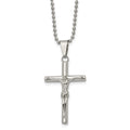 Chisel Stainless Steel Polished Crucifix Pendant on a 22 inch Ball Chain Necklace, 22 x 25 mm