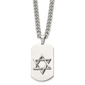 Chisel Stainless Steel Polished Star of David Dog Tag on a 24 inch Curb Chain Necklace, 24 x 25 mm