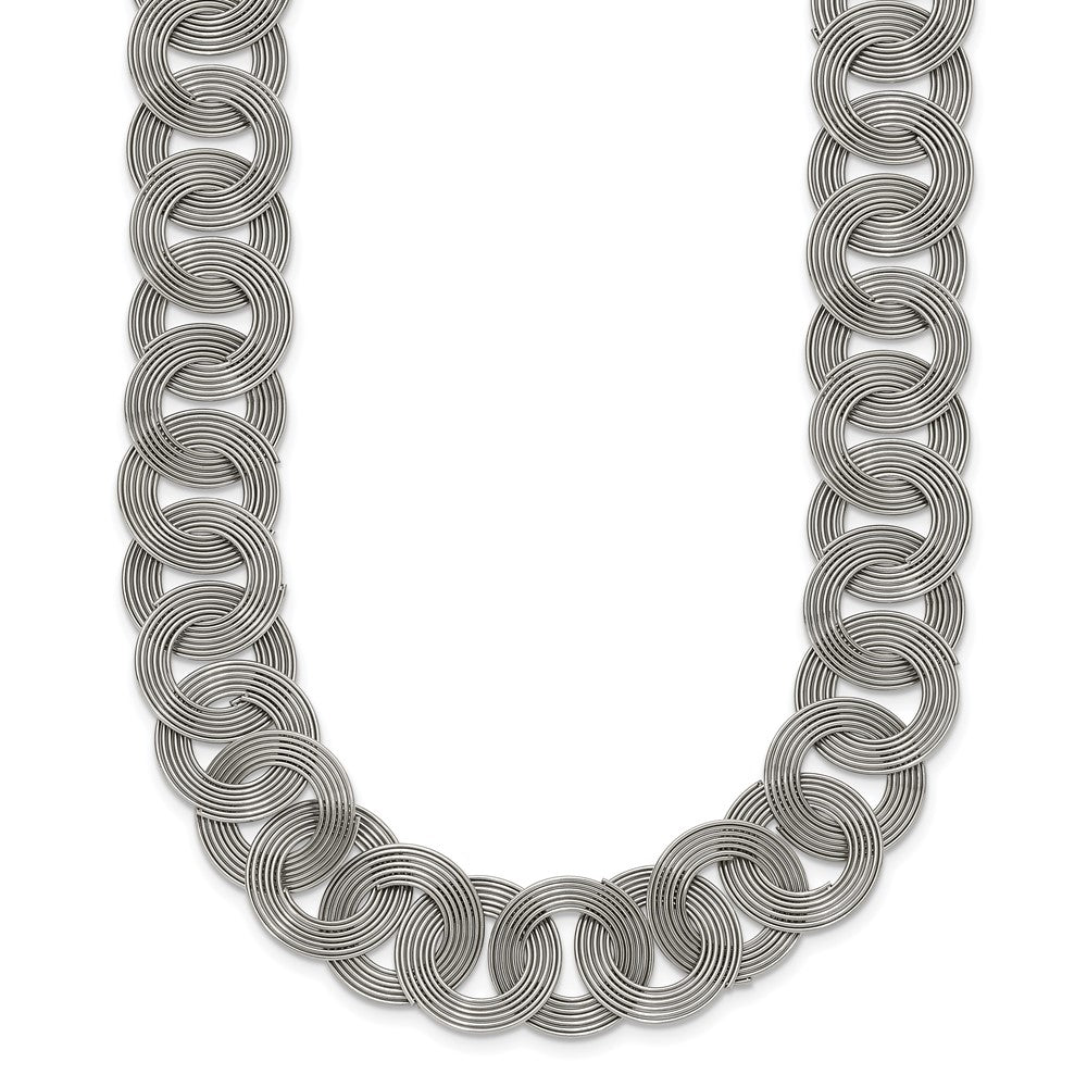 Chisel Stainless Steel Polished 19 inch Circle Link Necklace, 19 x 20 mm