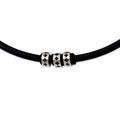 Stainless Steel Black Rubber Cord 19in Necklace, 19 mm