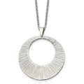 Chisel Stainless Steel Polished and Textured Circle Pendant on a 24 inch Cable Chain Necklace, 24 x 44 mm