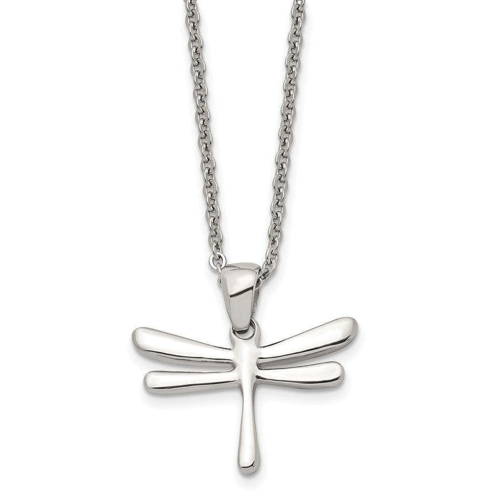 Chisel Stainless Steel Polished Dragonfly Pendant on a 20 inch Cable Chain Necklace, 20 x 30 mm