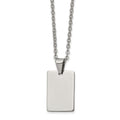 Chisel Stainless Steel Polished Rectangle Dog Tag on an 18 inch Cable Chain Necklace, 18 x 16 mm