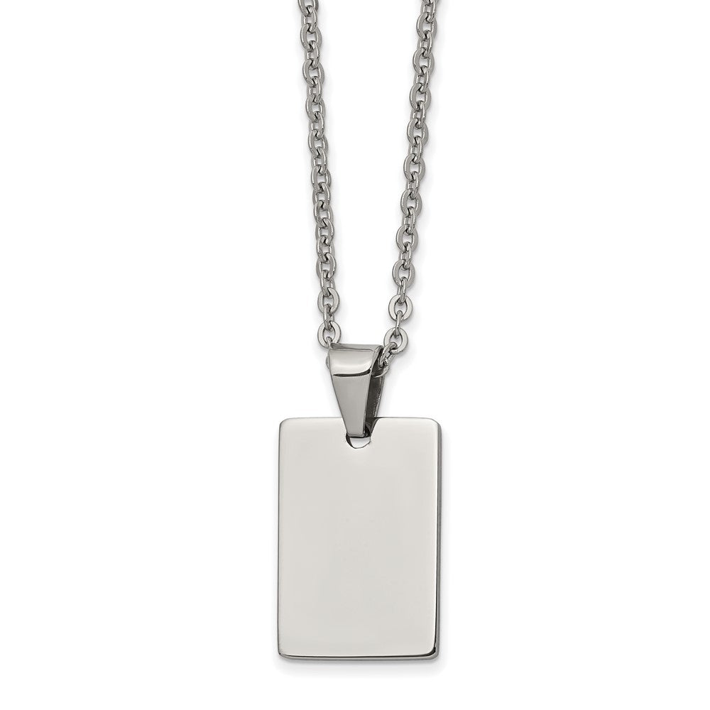 Chisel Stainless Steel Polished Rectangle Dog Tag on an 18 inch Cable Chain Necklace, 18 x 16 mm