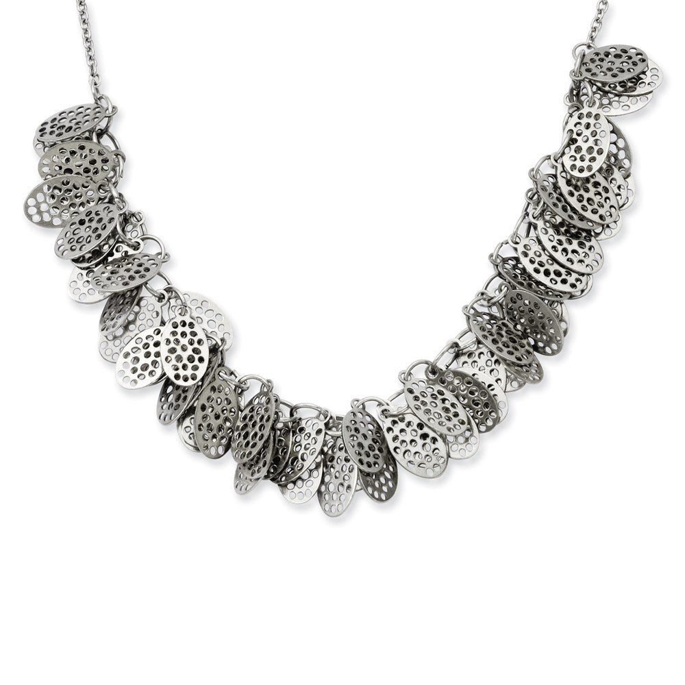 Stainless Steel Oval Dangles 18in Necklace, 18 mm