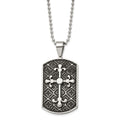 Stainless Steel Polished w/Black Enamel Cross Dog Tag 22in Necklace, 22 mm