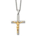 Chisel Stainless Steel Polished Yellow IP-plated Crucifix Pendant on a 20 inch Cable Chain Necklace, 20 x 25 mm