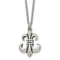 Stainless Steel Antiqued and Polished Fleur de lis 18in Necklace, 18 mm, 11.01 g