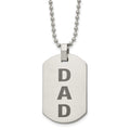 Chisel Stainless Steel Polished and Lasered DAD Dog Tag on a 24 inch Ball Chain Necklace, 24 x 25 mm