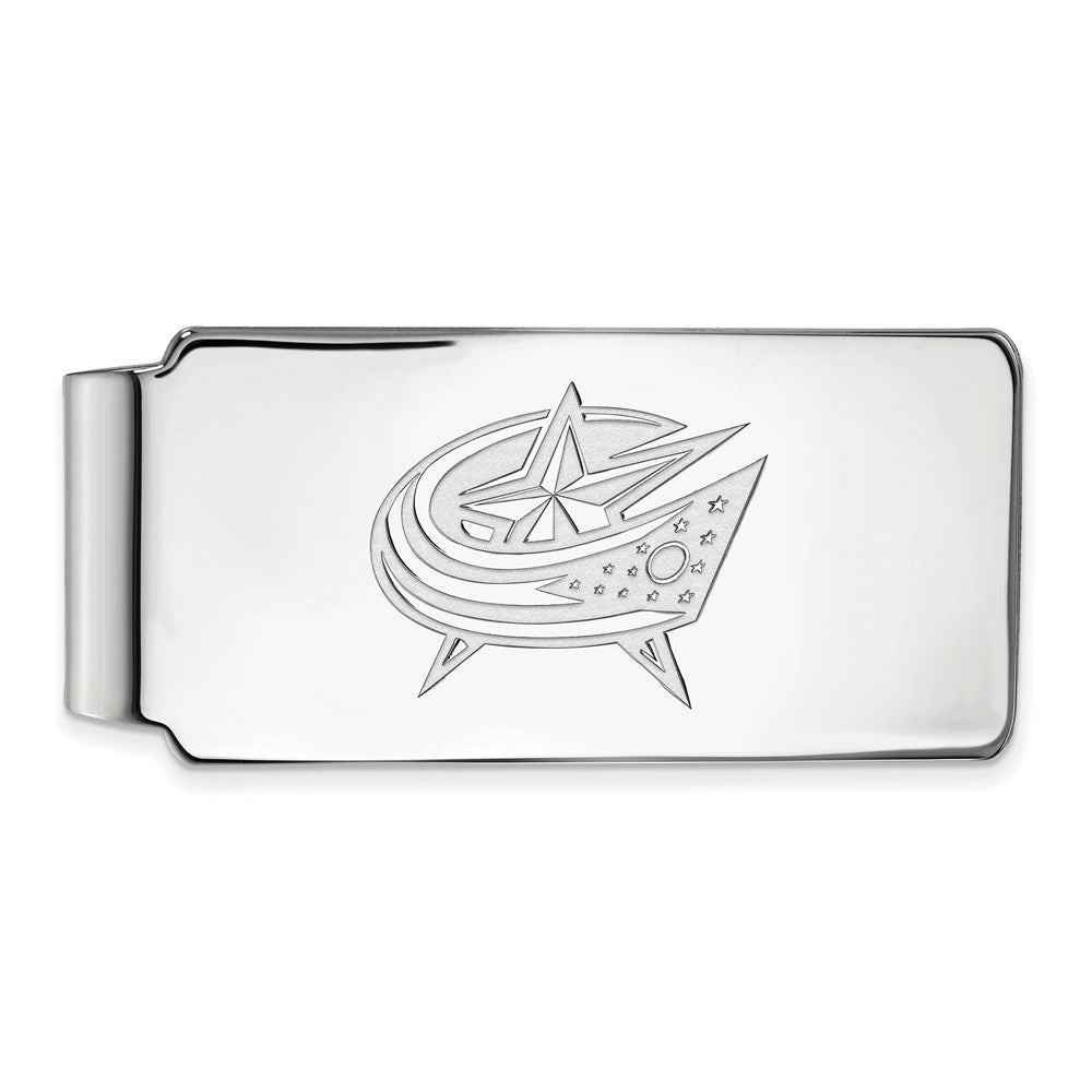Sterling Silver Rhodium-plated NHL LogoArt Columbus Blue Jackets Money Clip