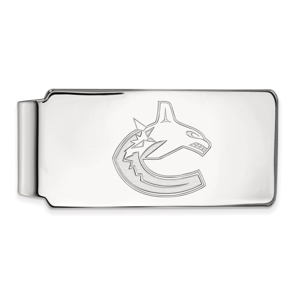 Sterling Silver Rhodium-plated NHL LogoArt Vancouver Canucks Money Clip