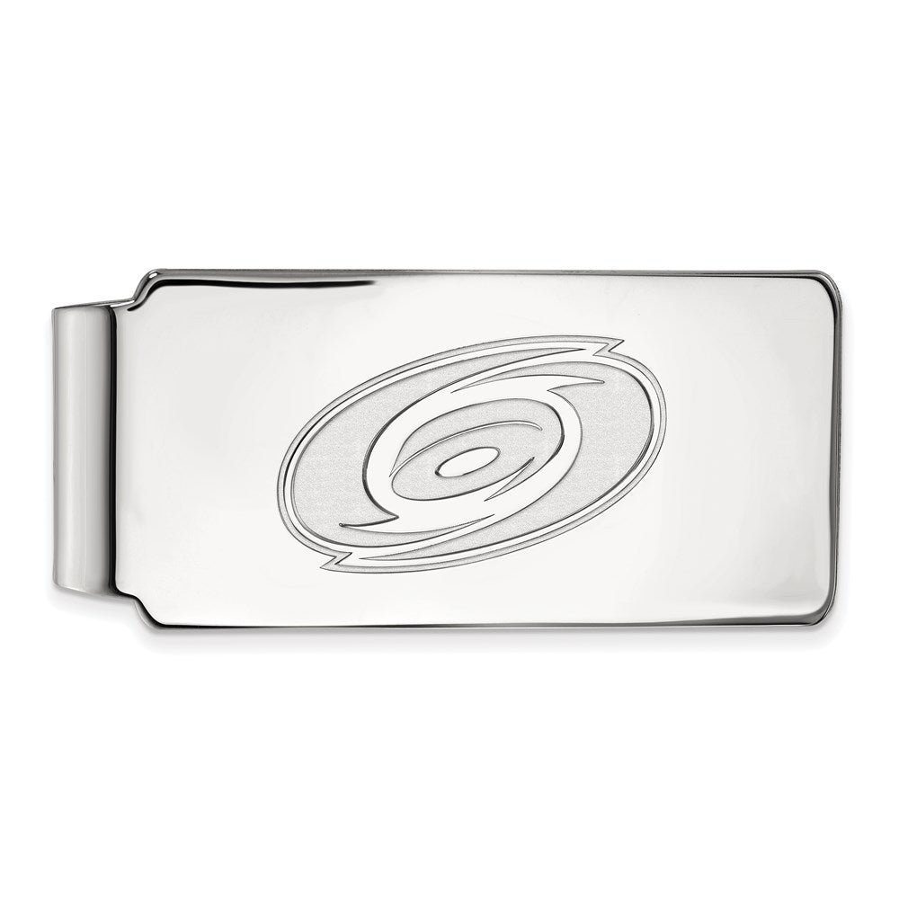 Sterling Silver Rhodium-plated NHL LogoArt Carolina Hurricanes Money Clip