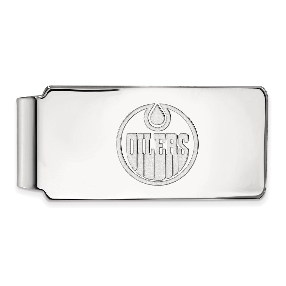 Sterling Silver Rhodium-plated NHL LogoArt Edmonton Oilers Money Clip