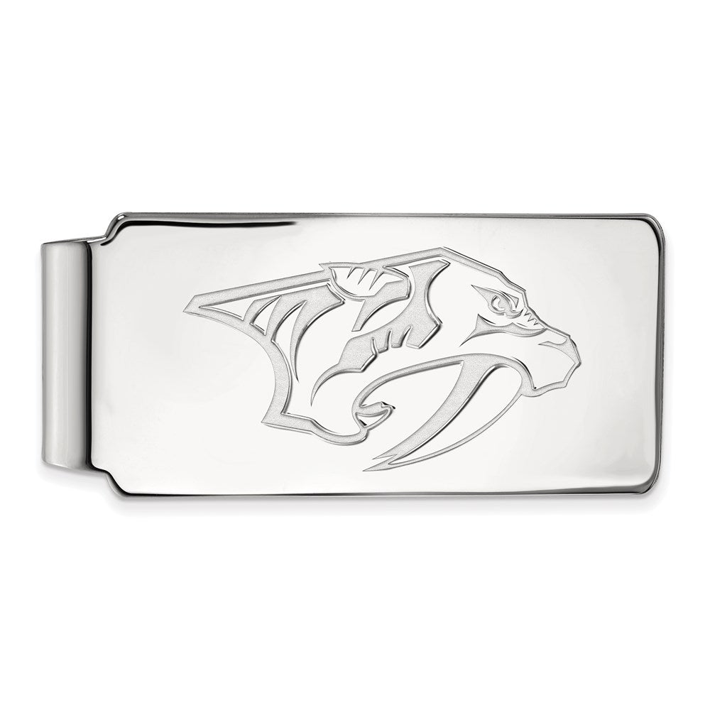 Sterling Silver Rhodium-plated NHL LogoArt Nashville Predators Money Clip