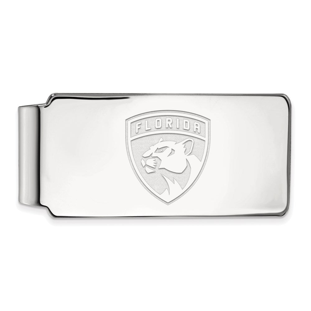 Sterling Silver Rhodium-plated NHL LogoArt Florida Panthers Money Clip