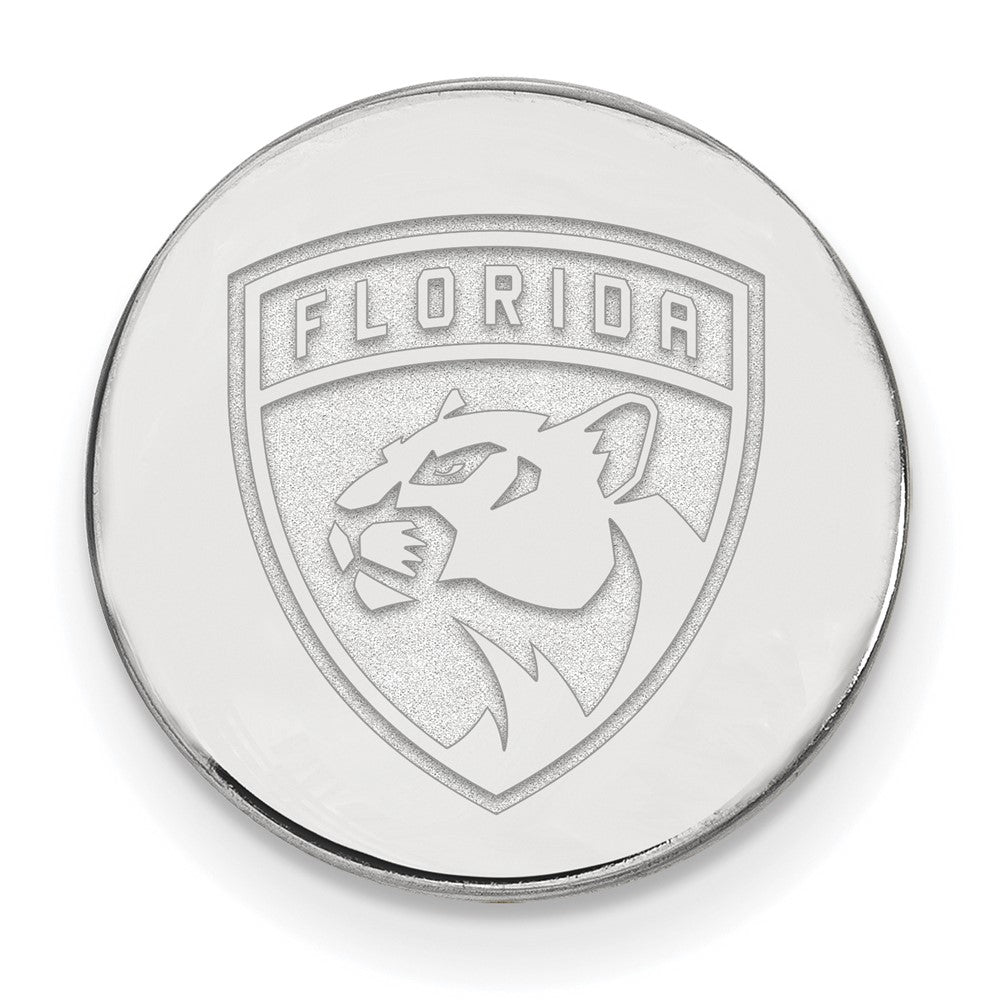 Sterling Silver Rhodium-plated NHL LogoArt Florida Panthers Lapel Pin