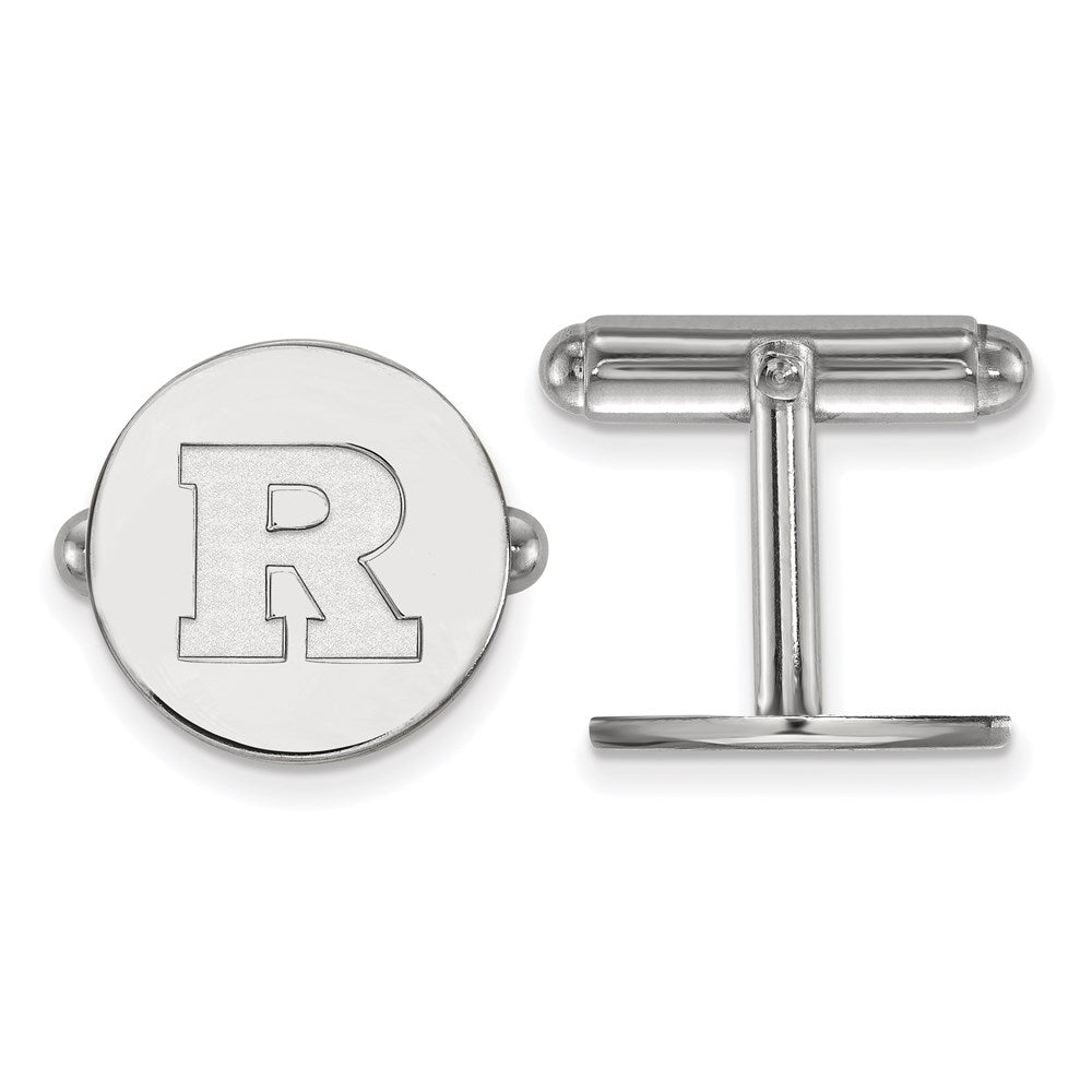 Sterling Silver Rhodium-plated LogoArt Rutgers University Letter R Cuff Links