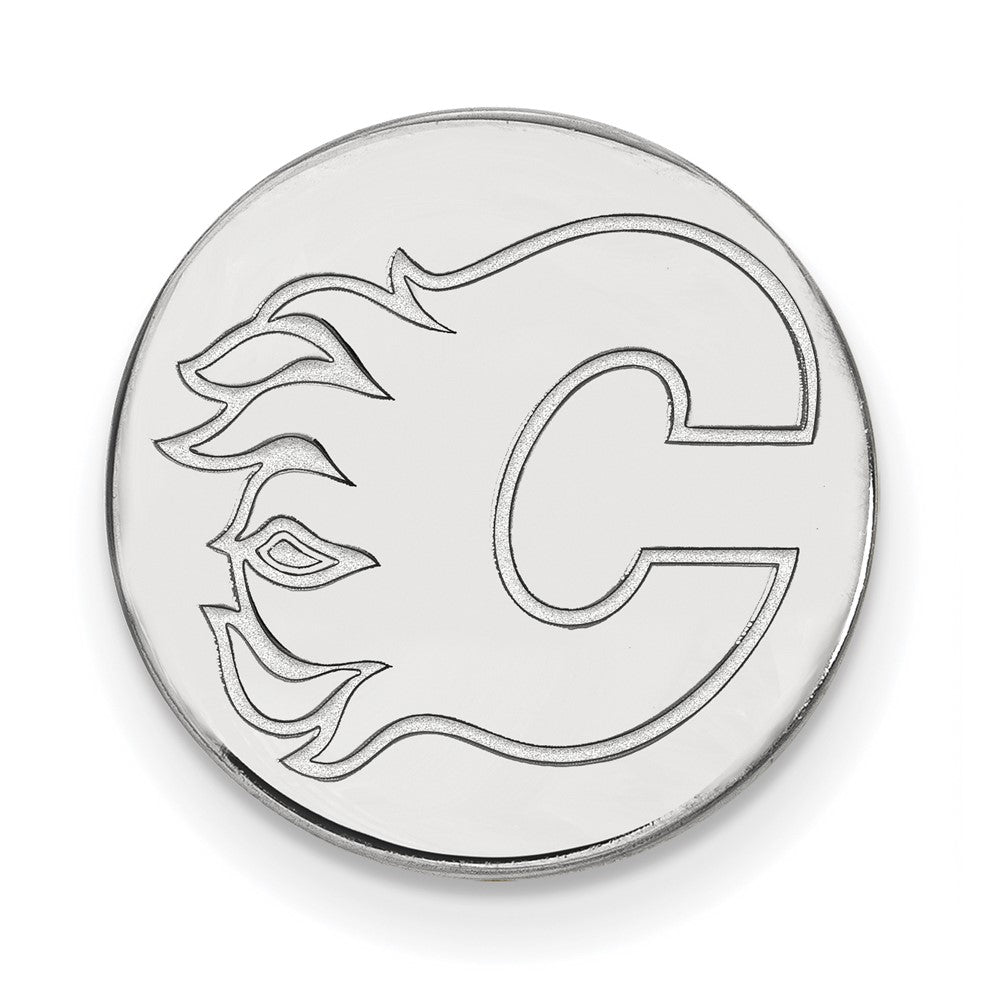 Sterling Silver Rhodium-plated NHL LogoArt Calgary Flames Lapel Pin