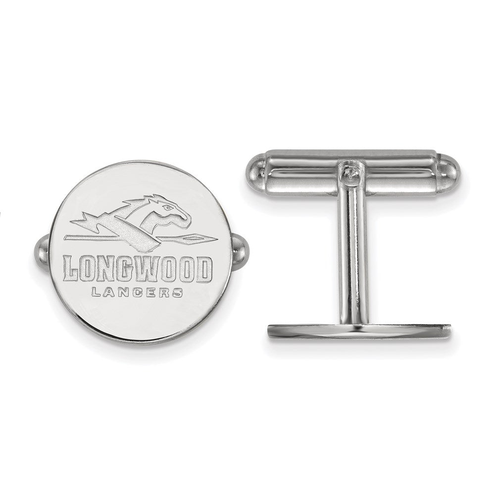 Sterling Silver Rhodium-plated LogoArt Longwood University Lancers Cuff Links