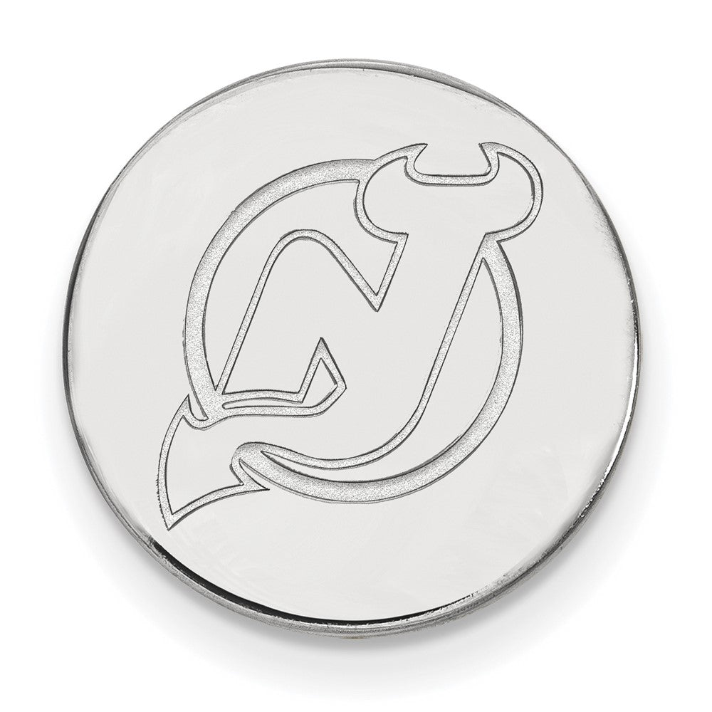 Sterling Silver Rhodium-plated NHL LogoArt New Jersey Devils Lapel Pin