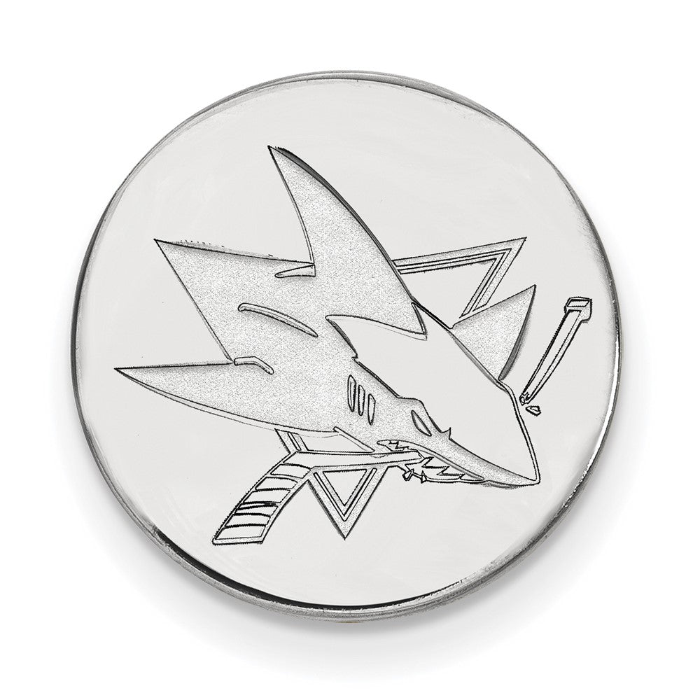 14k White Gold NHL LogoArt San Jose Sharks Lapel Pin