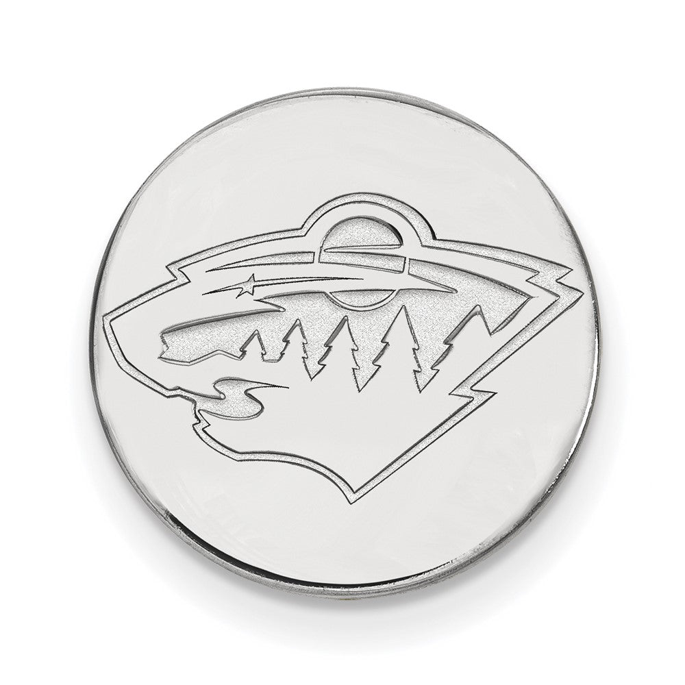 Sterling Silver Rhodium-plated NHL LogoArt Minnesota Wild Lapel Pin