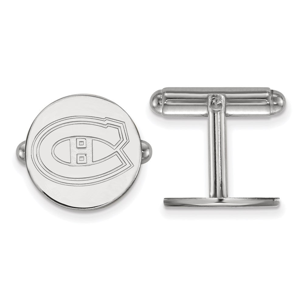 Sterling Silver Rhodium-plated NHL LogoArt Montreal Canadiens Cuff Links